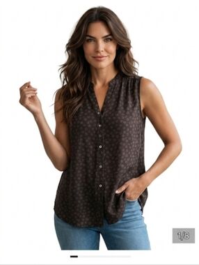 H&M Very Pretty Brown On Brown Sleeveless (M) Top In Excellent Condition